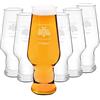 Maverton set Bicchieri per la Birra x6 - particolari - in vetro con personalizzazione - capienza 400 ml - H20 cm x Ø7,8 cm - Perfetti per ogni uomo amante della buona Birra - 3 luppoli