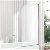VeeBath NCEU010 Pannello in Vetro temperato di Sicurezza per Vasca da Bagno, 6 mm, con Bordo Curvo, 1400 x 800 mm, Finitura cromata
