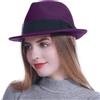 HEYANN Cappelli Fedora - Cappello alla Moda in Feltro per Uomo e Donna in Feltro di Lana da Uomo a Tesa Corta con Elegante Cappello Panama(Viola, L)