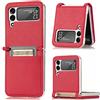 RankOne Custodia per Samsung Galaxy Z Flip3 5G 6.7 con Porta Carte Cover Rigida per PC + Design in Pelle PU Rosso