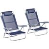 Outsunny Set 2 Sedie da Pesca Pieghevoli e Reclinabili su 6 Livelli con Poggiatesta Imbottito, 62x65x80 cm|Aosom
