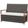 Outsunny Divano da Giardino 2 Posti con Spazio Portaoggetti e Cuscini, in Rattan e Acciaio, 127.5x64x81 cm|Aosom