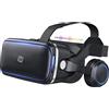 NK Occhiali 3D VR per Smartphone - Visore Intelligenti di Realtà Virtuale con Audio per Smartphone tra 4,7 - 6,53, Angolo Visione 90-100º, Rotazione 360°, Obiettivo e Pupilla Regolabile - Nero