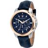 Maserati Orologio Uomo Maserati Successo Pelle Blu R8871621015 NUOVO E ORIGINALE