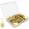 VIPMOON 50 Pezzi Mini Cerniere Ottone, 18 x 15mm Cerniera per Legno Cerniere a Scomparsa Acciaio Inox con 200 Viti Cerniere Mobili per Porte, Fai da Te, Mobili di Legno, Artigianato in Legno (Oro)