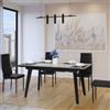 DEGHI Tavolo allungabile 160-200x90 cm piano in vetro effetto ceramica e gambe antracite - Taddeus
