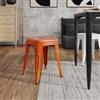 DEGHI Sgabello basso impilabile in metallo arancione stile industrial - Farley