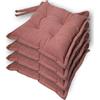 casaviva® Set 4 Cuscini Sedia Arredo Plus 4 Impunture con Lacci Effetto Velluto Extra cm 40 x 40 Antimacchia (Rosa Cipria)