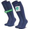 MEDOLY Calze di sostegno (2 paia) con compressione, calze da viaggio con 65% cotone, calze a compressione per uomo e donna - calze di sostegno al ginocchio senza cuciture fastidiose, 2 x nero, 47-50