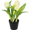 Flair Flower Tulipani artificiali in vaso, decorazione primaverile tulipano, fiori artificiali, decorazione da tavolo, colore crema
