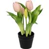 Flair Flower Tulipani artificiali in vaso, decorazione primaverile tulipano, fiori artificiali, decorazione da tavolo, colore rosa