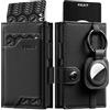 VULKIT Portafoglio Uomo Airtag Porta Carte di Credito Uomo Schermato RFID con Scomparto Banconote e Finestra ID e Portachiavi Rimovibile, Nappa Nero