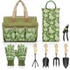 Colwelt Set di attrezzi da giardino, resistenti attrezzi da giardinaggio con manico in legno, tra cui borsa da giardino, ginocchiera, guanti, trapiantatore, coltivatore, regali di giardinaggio per