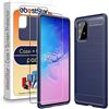ebestStar - Cover per Samsung Galaxy S10 Lite G770F, Custodia Protezione Carbonio Design, TPU Morbida Antiurto, Blu scuro + Vetro Temperato