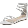 DREAM PAIRS Donna Sandali con Zeppa Bassa con Cinturino alla Caviglia Sandali Piatti Estivi,Size 36.5,Argento,Weitz