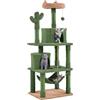 Yaheetech Albero Tiragraffi per Gatti a Forma di Cactus 158,5 cm Torre con Giocattolo Gioco Palle Amaca in Sisal a Più Livelli