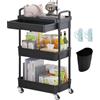 Wuciray 3/4 livelli Carrellino con Ruote Cassetto Salvaspazio Carrello Portaoggetti per Bagno Cucina Plastica