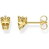 Thomas Sabo H2163-413-39 - Orecchini da uomo a forma di teschio, in argento Sterling 925 con finitura in oro giallo 750, dimensioni: 7,5 x 5 mm, 7,5x5 mm, Argento sterling, Nessuna pietra preziosa