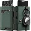 VULKIT Portafoglio Uomo Airtag Porta Carte di Credito Uomo Schermato RFID con Scomparto Banconote e Finestra ID e Portachiavi Rimovibile, Nappa Verde