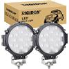 RIGIDON 2 Pcs Faro da Lavoro Led, Nero Rotondo 7 Pollici 18cm 51W Spot Luci di Lavoro a Led, Fari di Profondità, Per Fuoristrada Auto Trattore Escavatore Camion SUV ATV 4x4,12V 24V 6000K