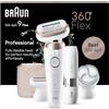 Braun Silk-épil 9 Flex Epilatore Viso Donna, Epilatore Elettrico Donna Con Testina Flessibile a 360° Per Epilazione Semplice, Wet & Dry, Depilatore Donna Cappuccio Rifinitore