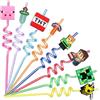 LGZIN Cannucce Ricci, 8 Pcs Cannucce Riutilizzabile, Colorate Cannucce Bambini, Cannucce di Cartoon Straw, per Bicchieri da Cocktail/Gin/Tè/Succo di Frutt, per Bambini e Adulti