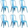 milani home - Set di 6 Sedie in Metallo - Design Moderno Industrial - Sedie Vintage - Per Sala da Pranzo, Bar, Ristorante, Soggiorno - Colore Blu