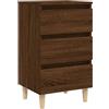 vidaXL Comodino con Gambe in Legno Massello Rovere Marrone 40x35x69 cm