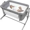 Chicco Next2Me Magic Evo Lettino per bambini, compatibile con diversi letti, modalità a dondolo, altezza regolabile, barriera scorrevole, 4 ruote, buona circolazione dell'aria, materasso e borsa