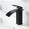 Coleniny Rubinetto Bagno Cascata Nero, Miscelatore Lavabo in Ottone, Rubinetto per Lavandino Stile Moderno, Monocomando con Regolazione a Caldo e Freddo