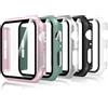 Bigqin 5 Pezzi Custodia Cover Compatibile con Apple Watch Series 6/5/4 SE/SE 2/SE 3 44mm, Pellicola Proteggi Schermo Temperata, Protezione Completa Antigraffio