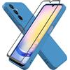 HHUIWIND Cover Compatibile con Samsung Galaxy A25 5G (6,5) e Vetro Temperato,Custodia Samsung Galaxy A25 Morbido Silicone Liquida TPU Protettivo Ultra Slim Case - Blu