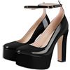 blingqueen Scarpe da donna con tacco alto Mary Jane, Pintura Nero, 44 EU
