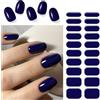 NATOSU 20 pz Strisce per Unghie in Gel Semi Indurito Veri Smalti per Unghie Adesivi Colorati Colla Glitter Completamente Avvolti in Gel per Unghie UV/LED Luce Richiesta Blu Navy