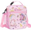 Clastyle Borsa Termica Porta Pranzo Bambini Scuola Unicorno Borsa Frigo Piccola Ragazza Portatile, Fiore di Unicorno