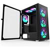 MONTECH X3 Glass Black - ATX Mid-Tower PC Gaming Case - 6 ventole RGB Rainbow - Pannello frontale in vetro temperato - Pannello laterale in vetro - Gestione cavi - High Airflow Gaming Case