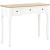 Toshilian Tavolo da consolle, tavolo da ingresso con punta del divano, tavolino da consolle e tavolino con 3 cassetti, colore: Bianco