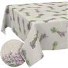 ANRO Tovaglia in tessuto lavabile, tovaglia in cotone, poliestere, lavanda, beige, rotonda, 140 cm, per interni ed esterni