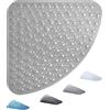 ADOV Tappetino Doccia Antiscivolo, Tappetino da Bagno Antiscivolo Curvo 54x54cm, Tappetino Quadrante in Gomma Pavimento Bagno Doccia, Tappetini Bagno Settori Lavabili in Lavatrice con Ventose- Grigio