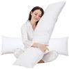 puredown Set di 2 Cuscino Piuma d'oca 40x135cm, Bianco Cuscino Letto Matrimoniale, Lungo Cuscino Morbido per Dormire, Guanciali Letto Coppia Cuscini con Copertina in Cotone 100%, Lavabili in Lavatrice