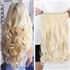 SEGO Extension Clip Capelli Lunghi Mossi Biondi 60cm Clip in Hair Extension Fascia Unica con 5 Clips Ondulati 3/4 Full Head 120g - Biondo Chiarissimo