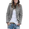 TDEOK Blazer, giacca da donna elegante, a maniche lunghe, con bottoni, blazer militare, corto, slim fit, blazer da donna, colletto alto, business, ufficio, giacche sportive, blazer corto, Z-grigio, M