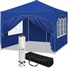 WOLTU Gazebo Pieghevole da Giardino, Gazebo Impermeabile Pop Up da 3x3m con Pannelli Laterali, Tendone da Esterno, Altezza Regolabile, Protezione UV, con Custodia,Blu