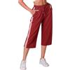 iClosam Pantaloni 3/4 da Tuta Donna Larghi Pantaloncini Sportivi Donna Colore a Contrasto Pantaloni Casual Vita Alta per Estivi Pantaloni Capri per Jogging Fitness Sport S-XXL