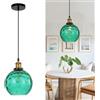 HJXDtech Vintage Industriale Lampada a Sospensione con 20cm Sfera in Vetro, Lampadario Sospeso a Soffitto E27 in Bronzo Antico per Comodino, Cucina,Sala da pranzo e Soggiorno (Verde)
