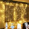 Microwear Tenda luminosa con catena di luci, 3x3m, con telecomando, catena di luci LED con 8 modalità, alimentata tramite USB o batteria, per Natale, festa, decorazione per interni ed esterni