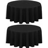 FXKS 2 Pack Tovaglia Rotonda Nero da 229 cm Tovaglia in Circolare,Tessuto Lavabile Macchia e Resistente Alle Rughe Copritavolo Tondo Tovaglie Per Feste di Nozze Banchetto Ricevimento Tavolo