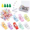 YiliYa 60 Pezzi Mollette per Stoffa et 100 Spilli a Testa a Farfalla Clip da Cucito Multiuso Clip Mollettine da Cucito per Marcatura Sarta Patchwork(27 x 10 MM)