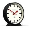 Newgate® M Orologio da scrivania Mantel Railway | Progettazione moderna dell'orologio rotondo della stazione | Nero | Stile contemporaneo per scrivania, tavolo, mensola o comodino
