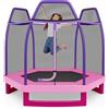 COSTWAY Trampolino Elastico per Bambini 223 cm, Tappeto Elastico per Bambini da Esterno ed Interno con Rete e Cuscinetto a Molle, Portata150 kg, Adatto ai Bambini 3+ Anni (Rosa)
